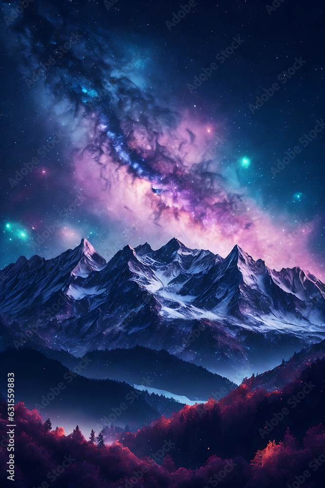 beautiful bridge with milky way mountain and sky background generative AI beautiful bridge with milky way mountain and sky background generative AI