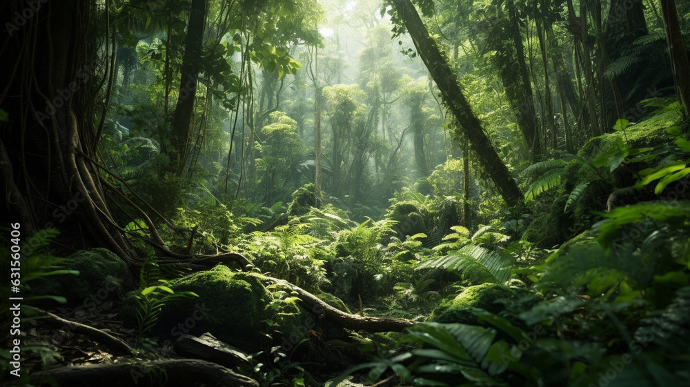 Naklejka premium The dense jungle of trees