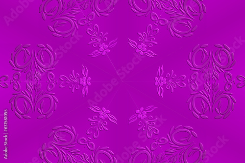 Luxurious 3D emboss nature batik ethnic dayak gradient flower and leaf art design for wedding presentation template 