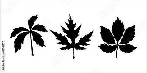 Doodle leaf set icons isolated. Stencil leaves. Vector stock illustration. EPS 10