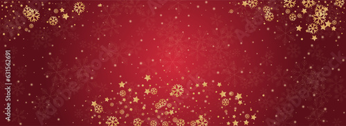 Silver Snow Vector Panoramic Red Background.