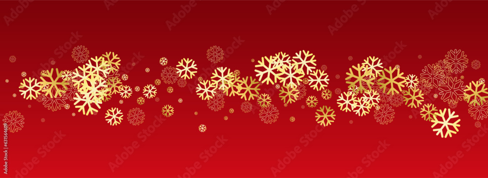 Golg Snowflake Vector Panoramic Red Background. Golg Snowflake Vector Panoramic Red Background.