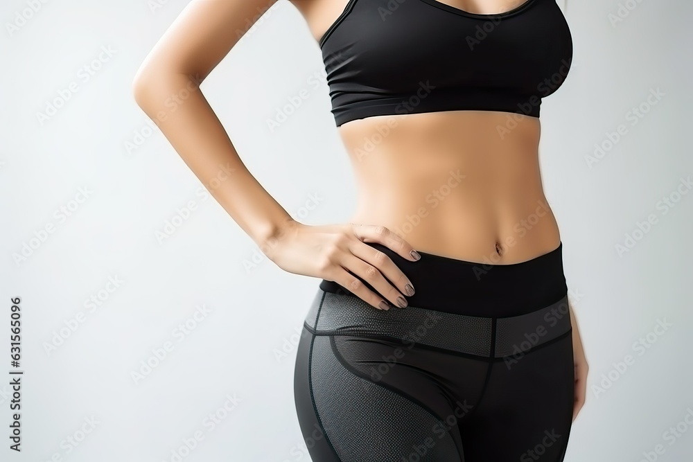 Fototapeta premium Sculpted Fitness: Slim Woman's Toned Body Engaged in an Intense Exercise Workout Routine, Health and Wellness Concept