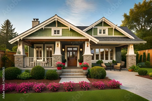 Freshly Painted Craftsman Bungalow House .