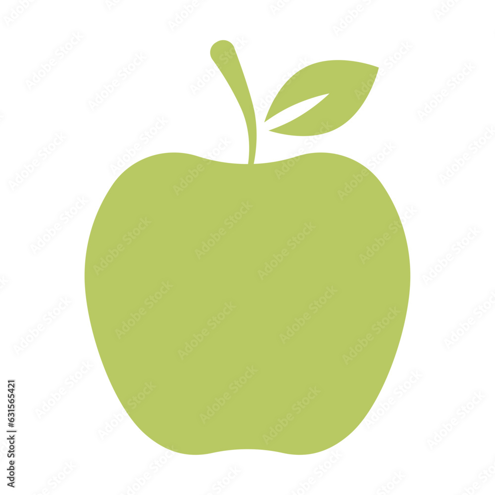 Fresh Green Apple Icon Vector with Single Leaf - Clean and Modern Flat Design Fresh Green Apple Icon Vector with Single Leaf - Clean and Modern Flat Design