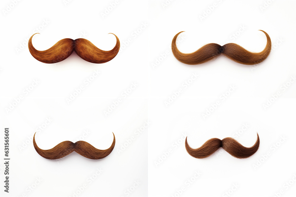 Curly brown mustache isolated on a white background. High quality illustration Curly brown mustache isolated on a white background. High quality illustration