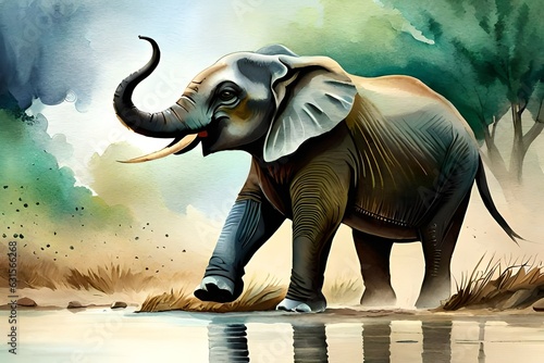 elephant in the water © Fahad