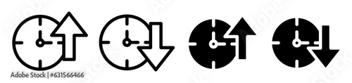 Uptime and downtime icon set. dedicated server high uptime vector symbol in black color. low recovery time sign. for app, and website UI designs. photo