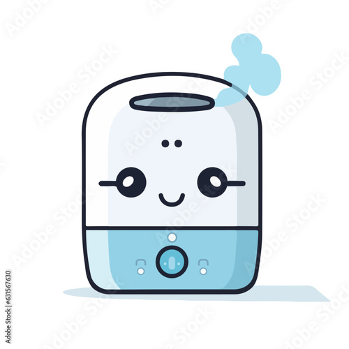 Cute cartoon humidifier for room, home, flat, office. Equipment, domestic, air purifier, vaporizer. Vector illustration for any design.