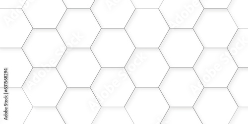 Seamless creative geometric Pattern of white hexagon white abstract hexagon wallpaper or background. 3D Futuristic abstract honeycomb mosaic white background. white hexagon geometric texture. 