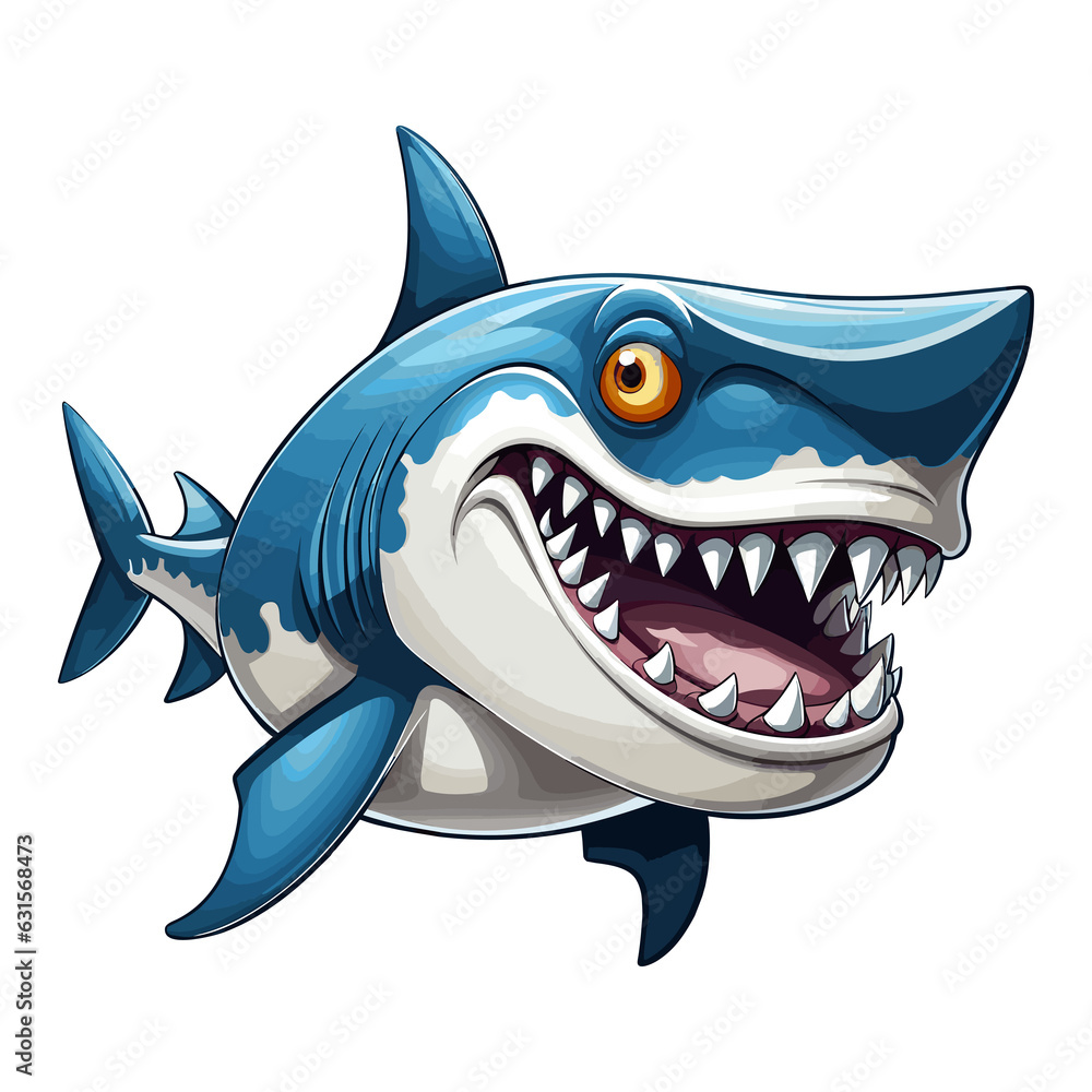 Shark opens mouth and looks angry sticker Shark opens mouth and looks angry sticker