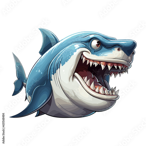 Shark opens mouth and looks angry sticker © Ann