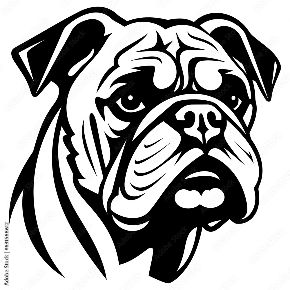 Vector head silhouette of a bulldog, illustration of a bulldog Stock ...