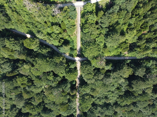 Fotografiet Birds eye aerial view of the lush forests of the Merkurberg by Baden-Baden, Germ