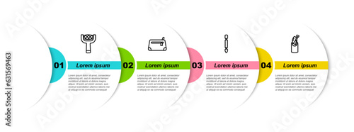 Set line Nail file, Cosmetic bag, Cuticle pusher and manicure. Business infographic template. Vector