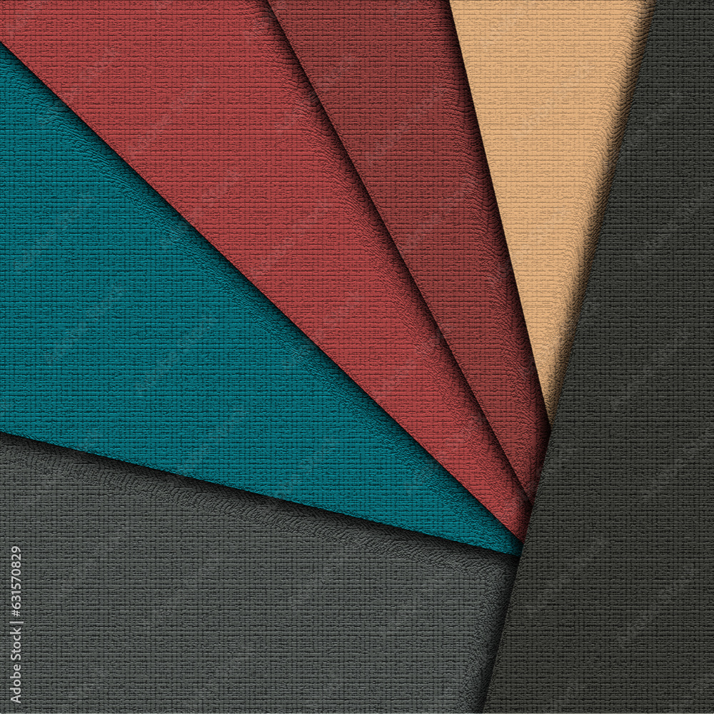 Fototapeta premium Abstract template material design with leather texture strips ,creative concept layout with style grunge , vector fabrick design with multiple colour and geomjatric stripes with textile art and fabric