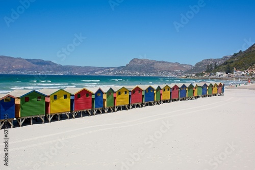 Muizenberg beach colorful huts photo