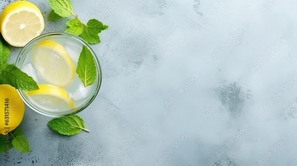 Cold summer lemonade with basil and lemon Cold summer lemonade with basil and lemon