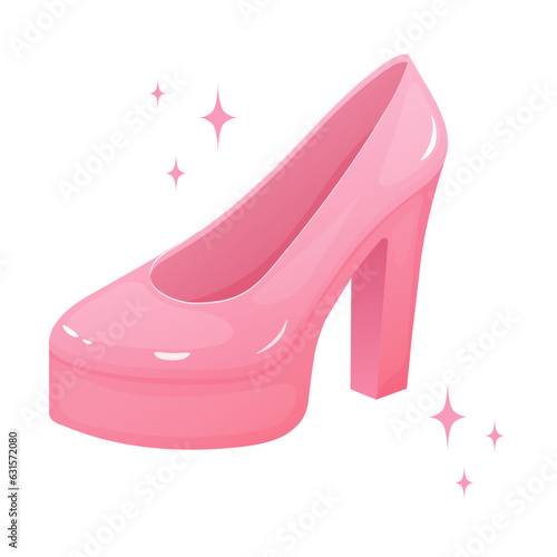 Tableau sur toile Cartoon pink women's high heel shoes, 00's fashion