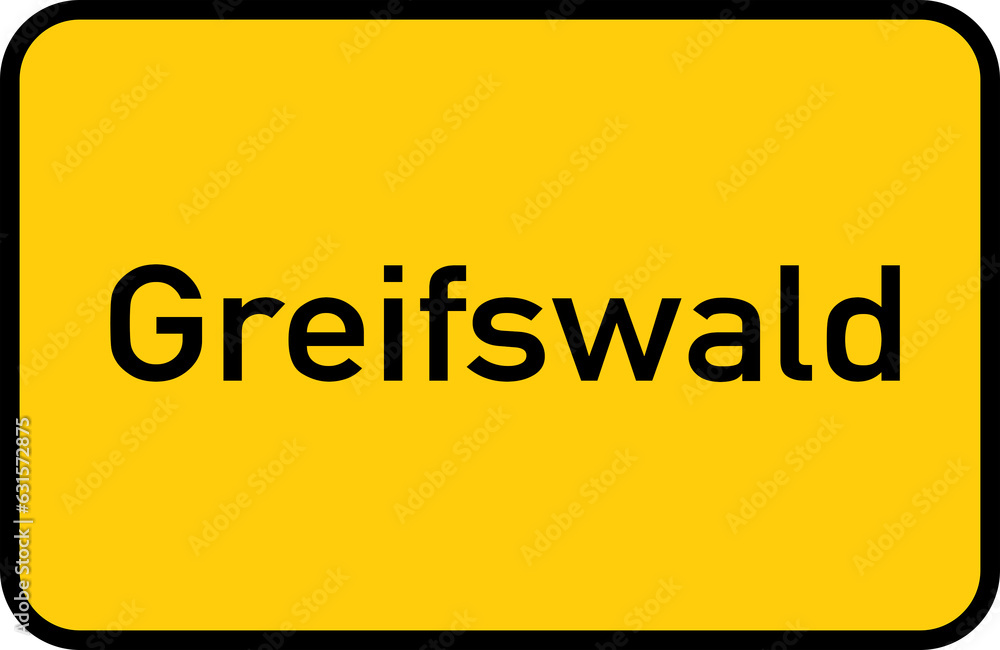City sign of Greifswald - Ortsschild von Greifswald