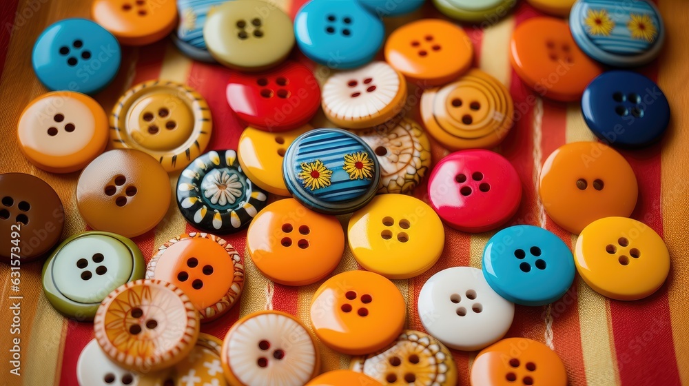 Collection of different multi colored buttons. Collection of different multi colored buttons.