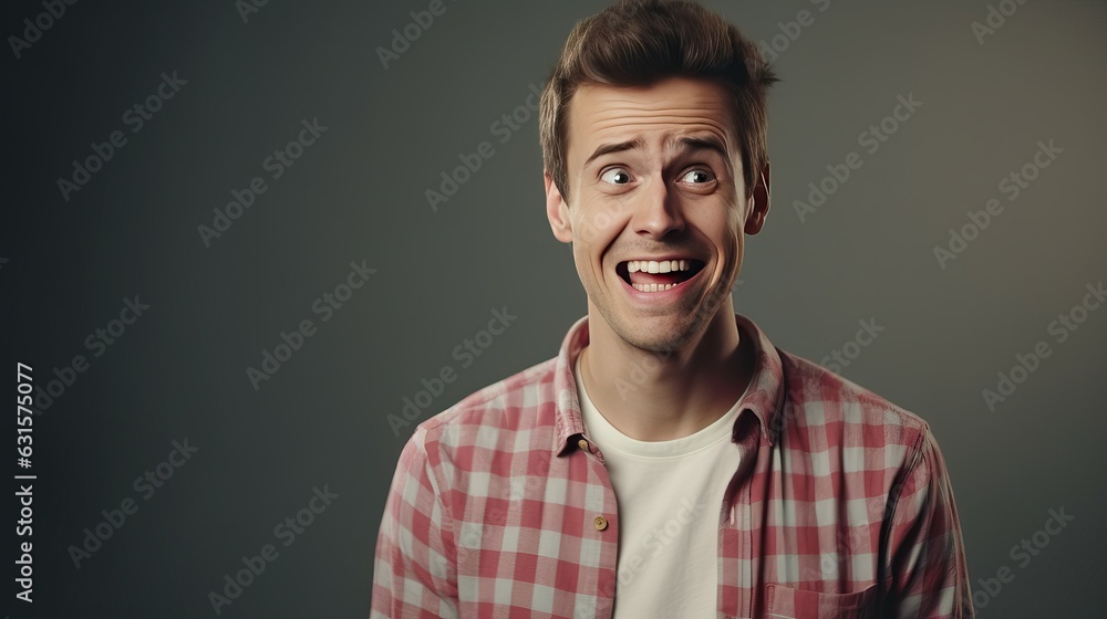 Fototapeta premium Emotional hilarious guy telling a joke
