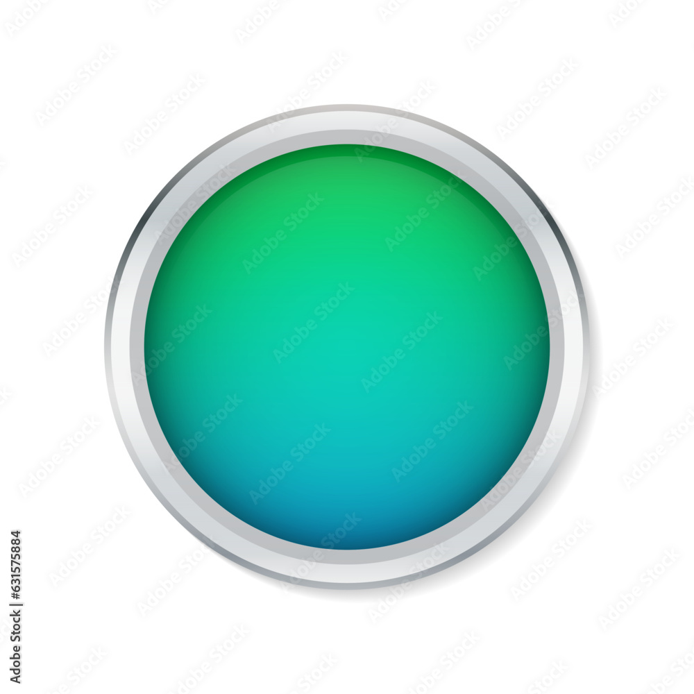 Green and blue glossy badge or button on white background Green and blue glossy badge or button on white background