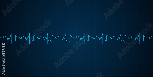 Emergency ekg monitoring. Blue glowing neon heart pulse. Heart beat. Electrocardiogram