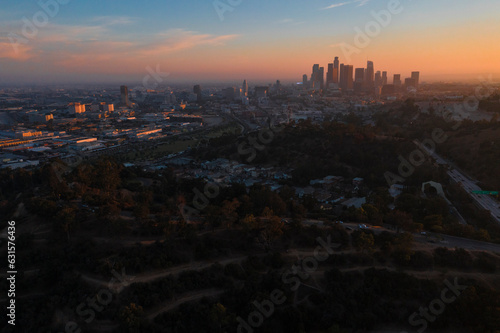 Sunset with the Los Angeles City Skyline in the distance