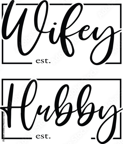 Wifey Hubby wedding monograms. Marriage wifey hubby rectangle stamps for invitations, save the dates.