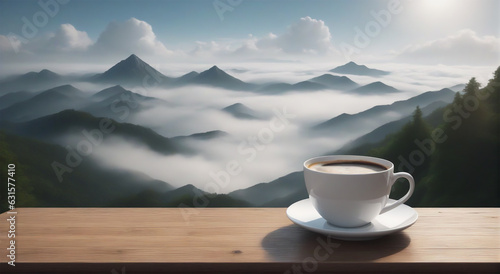 cup of coffee on the mountain,ganerative AI