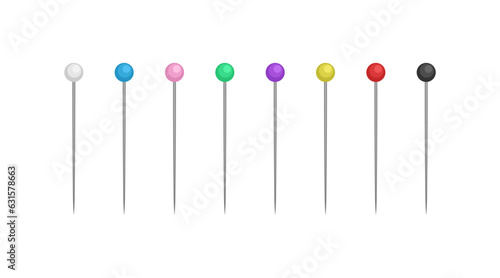 Pins with beads colorful set flat illustration