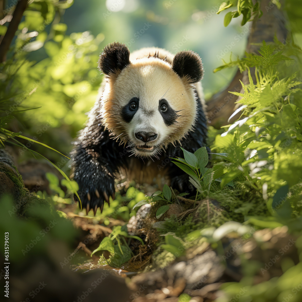 Panda in its Natural Habitat, Wildlife Photography, Generative AI Panda in its Natural Habitat, Wildlife Photography, Generative AI