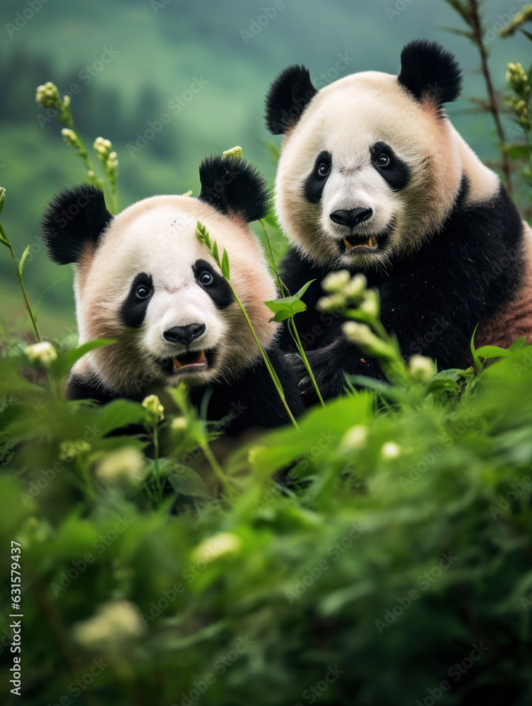 Panda in its Natural Habitat, Wildlife Photography, Generative AI