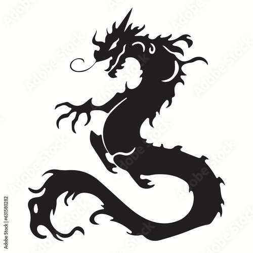 Water Dragon silhouettes and icons. black flat color simple elegant Water Dragon animal vector and illustration. © Charlie