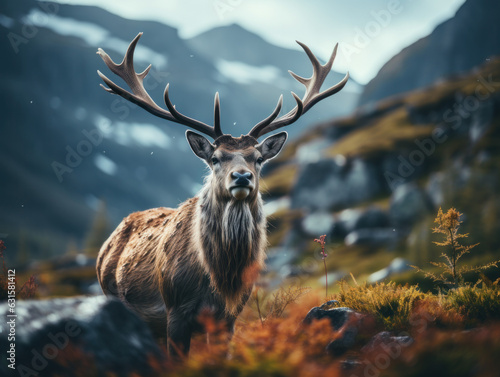 Reindeer in its Natural Habitat, Wildlife Photography, Generative AI