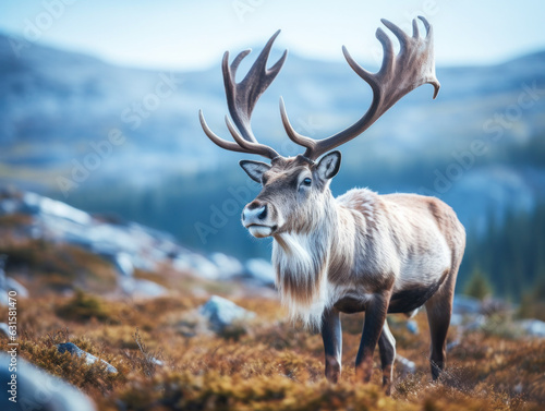 Reindeer in its Natural Habitat  Wildlife Photography  Generative AI