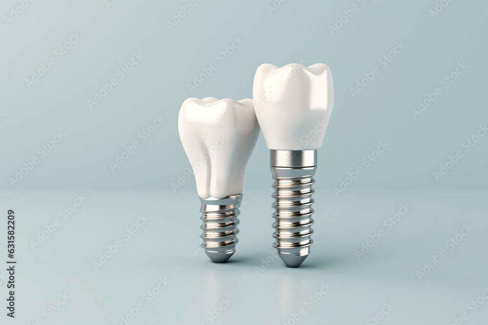 Isolated set of white teeth and dental implant. High quality photo Isolated set of white teeth and dental implant. High quality photo