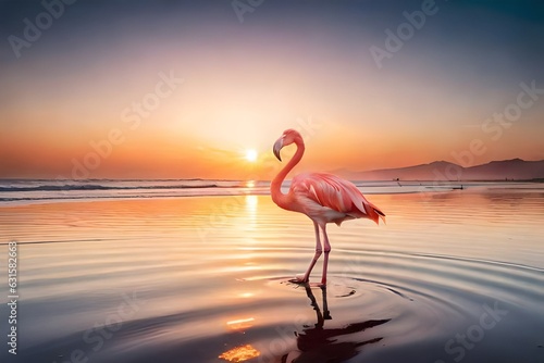 flamingo in the sunset