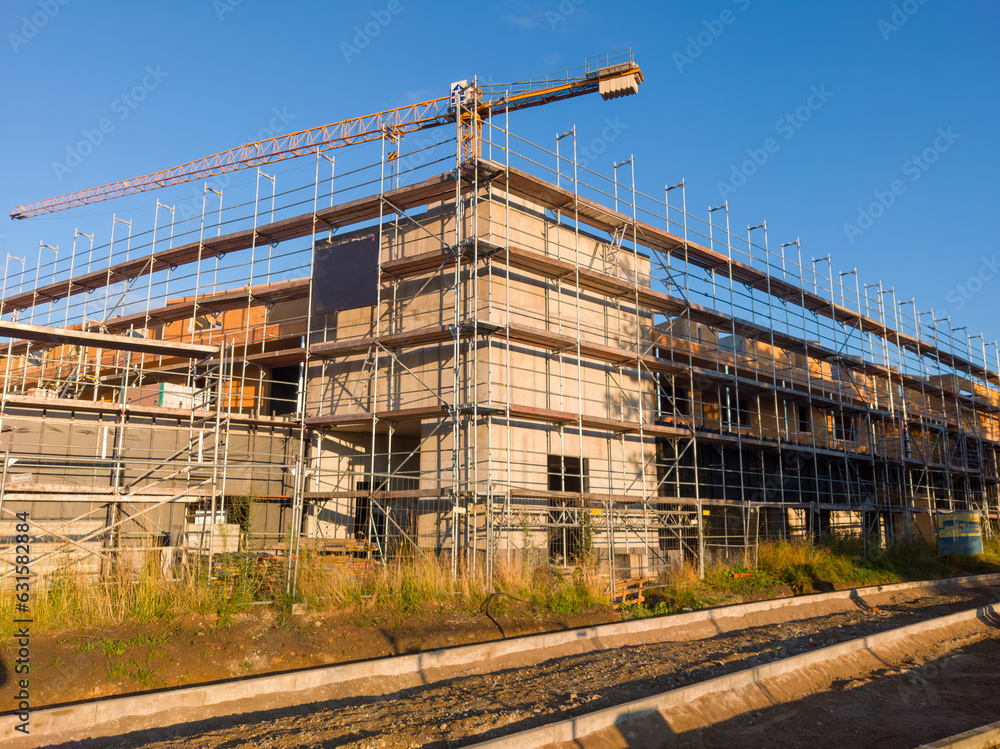 New industrial building with scaffolding