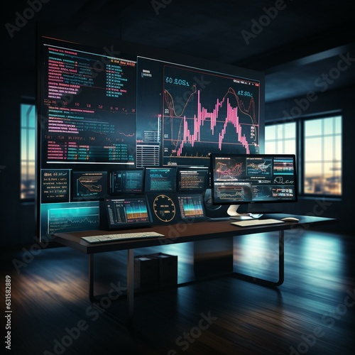 data visualization touch screen workspace forex stats stcks information photo