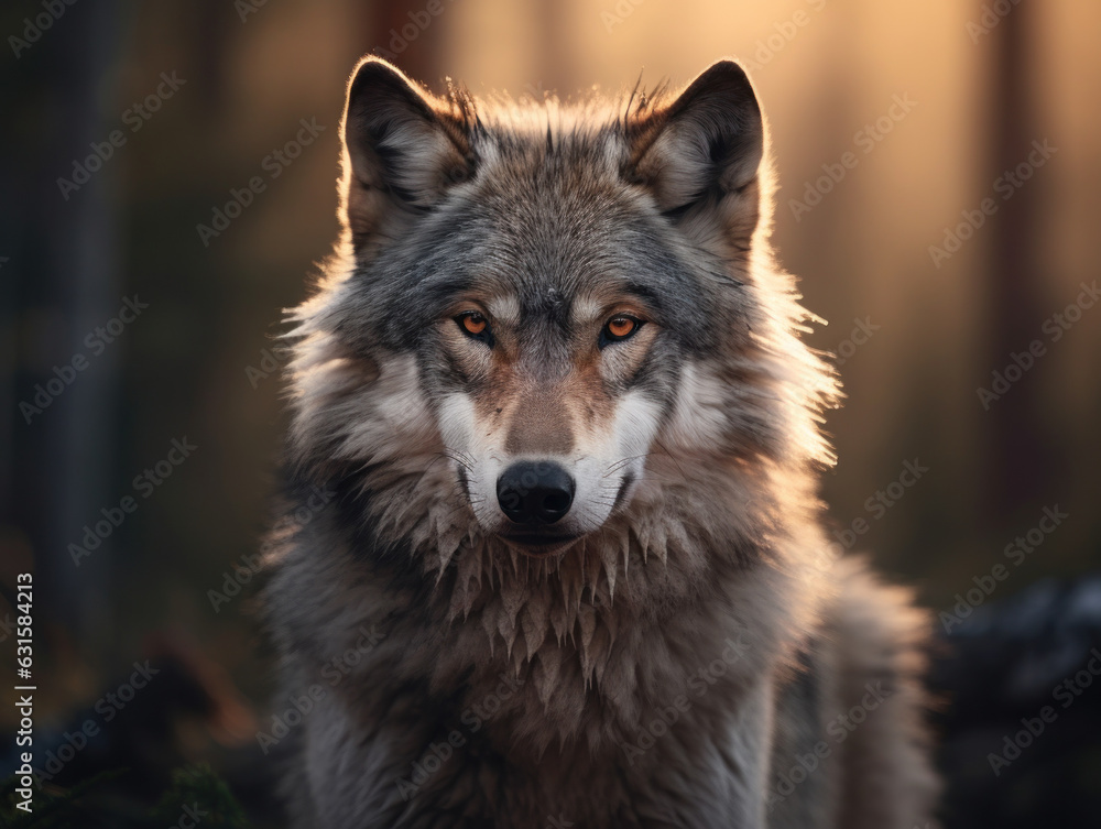 Wolf in its Natural Habitat, Wildlife Photography, Generative AI
