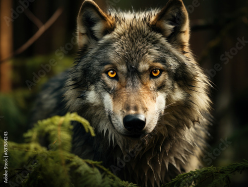 Wolf in its Natural Habitat  Wildlife Photography  Generative AI