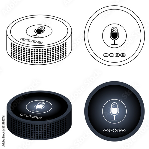 Voice assistant device vector illustration, Voice assistant electric speaker stock vector image