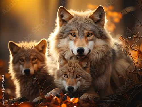 Fototapeta Wolf in its Natural Habitat, Wildlife Photography, Generative AI