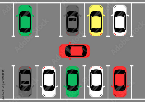 Parking lots or Car Parking Space from Aerial view. Vector Illustration.