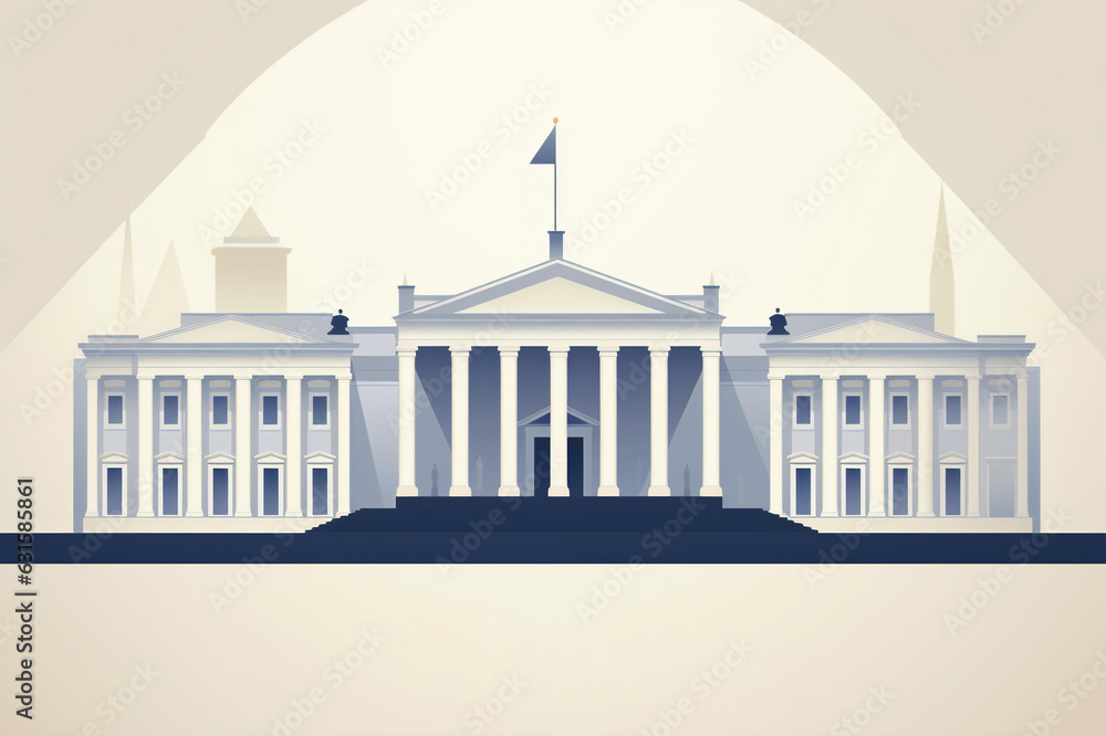 City Government Building in Flat Design, Generative AI City Government Building in Flat Design, Generative AI