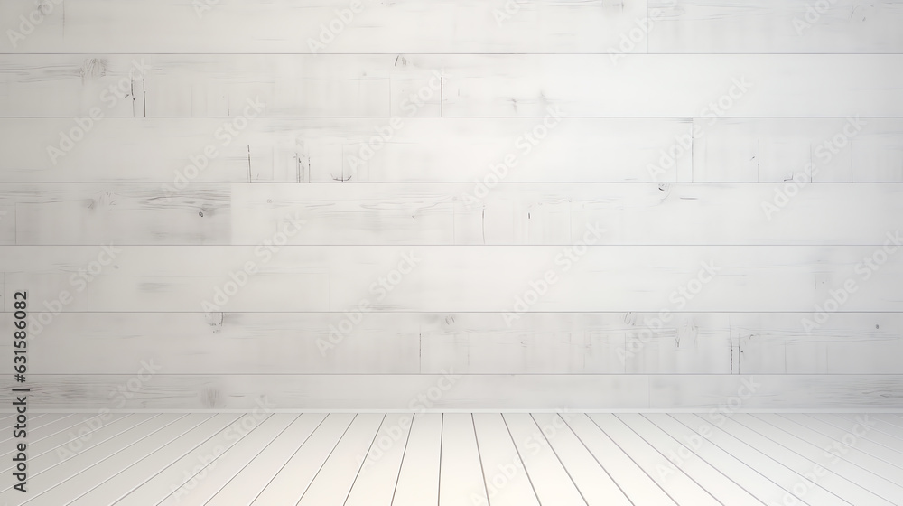 Empty white wooden space room made with Generative AI