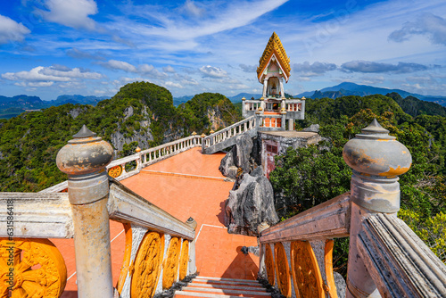 Hilltop pagoda of the Wat Tham Suea aka Tiger Cave Temple of Krabi in the south of Thailand photo