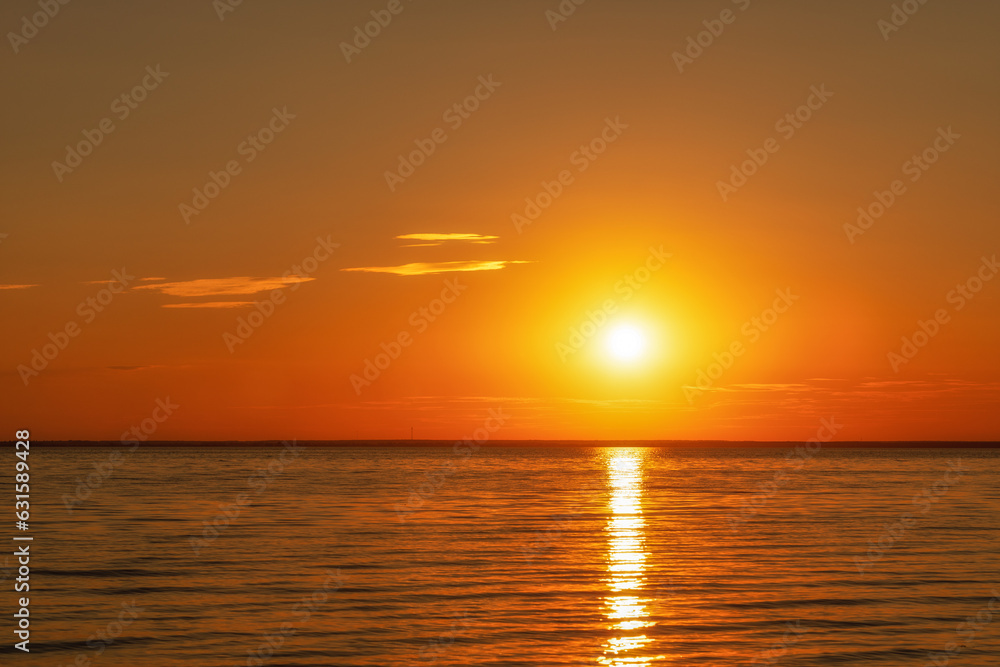 Sunset on the sea in summer